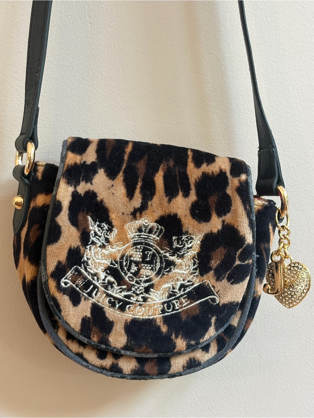 Juicy Couture Leopard Print Velour Mini Crossbody Bag Scottie Dog 2013 Y2K Style